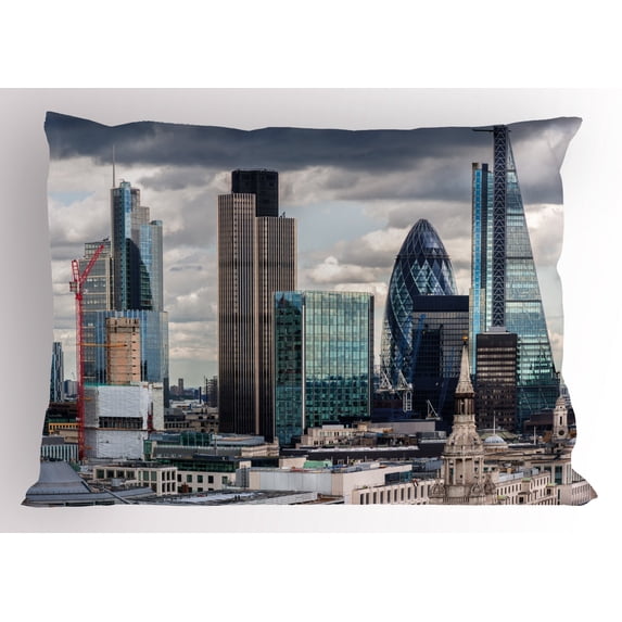 Ambesonne Urban Pillow Sham, London Modern Cityscape, 36" X 20", Multicolor