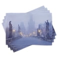 thumbnail image 1 of Ambesonne Urban Place Mats Set of 4, Morning Print Prague Streets, Standard Size, Mustard and Lavender Blue, 1 of 6