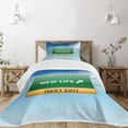 thumbnail image 1 of Ambesonne Urban Quilted Bedspread Set 2 Pcs, New Life Concept, Twin Size, Blue Green Yellow, 1 of 5