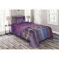 thumbnail image 1 of Ambesonne Urban Quilted Bedspread Set 2 Pcs, New York City Landmarks, Twin Size, Violet Purple, 1 of 3
