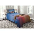 thumbnail image 1 of Ambesonne Urban Quilted Bedspread Set 2 Pcs, Shanghai City Skyline, Twin Size, Blue Pink Yellow, 1 of 3