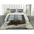 thumbnail image 1 of Ambesonne Urban Quilted Coverlet 3 Pcs, Mediterranean Window, King Size, Blue Grey, 1 of 4