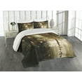 thumbnail image 1 of Ambesonne Urban Quilted Coverlet 3 Pcs, Romantic View Rainy Day, Queen Size, Sepia, 1 of 2
