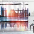 thumbnail image 1 of Ambesonne Urban Shower Curtain, Airport Office Scenery, 69"Wx70"L, Black White and Orange, 1 of 3