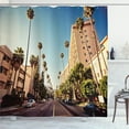 thumbnail image 1 of Ambesonne Urban Shower Curtain, Beverly Hills Street View, 69"Wx75"L, Pale Blue Peach Green, 1 of 3