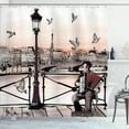 thumbnail image 1 of Ambesonne Urban Shower Curtain, Music Accordionist Paris, 69"Wx75"L, Peach Brown, 1 of 5