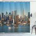 thumbnail image 1 of Ambesonne Urban Shower Curtain, NYC Skyline River Scenery, 69"Wx70"L, Blue Brown, 1 of 3