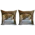 thumbnail image 1 of Ambesonne Urban Throw Pillow Cover 2 Pack, Brick Arches Dry Tortugas, 18", Brown, 1 of 7