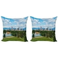 thumbnail image 1 of Ambesonne Urban Throw Pillow Cover 2 Pack, Sunny City Park at Denver, 18", Sky Blue Fern Green, 1 of 2