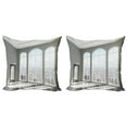 thumbnail image 1 of Ambesonne Urban Throw Pillow Cover 2 Pack, Sunset in New York City, 20", White and Eggshell, 1 of 5