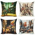 thumbnail image 1 of Ambesonne Urban Throw Pillow Cover 4 Pack, Big City Street Rush Fine Art, 20", Multicolor, 1 of 2