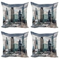 thumbnail image 1 of Ambesonne Urban Throw Pillow Cover 4 Pack, London Modern Cityscape, 16", Multicolor, 1 of 6