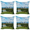 thumbnail image 1 of Ambesonne Urban Throw Pillow Cover 4 Pack, Sunny City Park at Denver, 16", Sky Blue Fern Green, 1 of 7