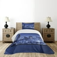 thumbnail image 1 of Ambesonne Usa Quilted Bedspread Set 2 Pcs, Chicago Skyline Night, Twin Size, Violet Blue, 1 of 6