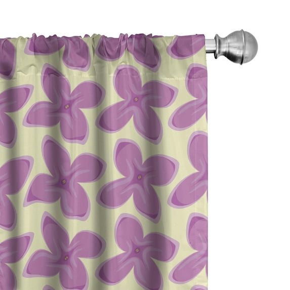 Ambesonne Valentine Curtains, Fresh Floret Buds, Pair of 28"x95", Yellow Violet