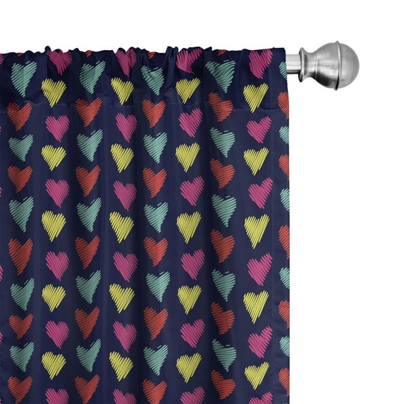 Ambesonne Valentine Curtains, Hearts Love Happy, Pair of 28"x95", Multicolor