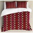 thumbnail image 1 of Ambesonne Valentine Duvet Cover Sets, Vibrant Heart Romance, 2-Queen, Brown Fuchsia, 1 of 7
