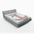 thumbnail image 1 of Ambesonne Valentine Fitted Sheet, Hipster Giraffe, Queen Size, Pale Blue Pale Pink, 1 of 3