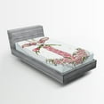 thumbnail image 1 of Ambesonne Valentine Fitted Sheet, Hipster Giraffe, Twin Size, Pale Blue Pale Pink, 1 of 3