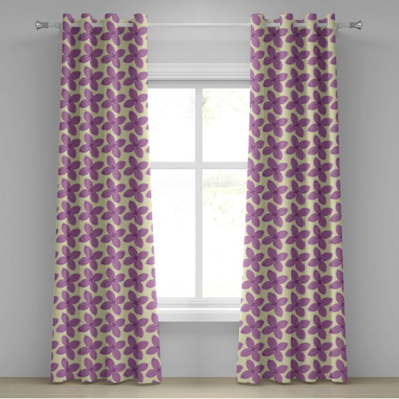 Ambesonne Valentine Grommet Curtain, Fresh Floret Buds, 50" x 72", Yellow Violet