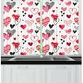 thumbnail image 1 of Ambesonne Valentine Kitchen Curtains, Various Heart Shapes, 55"x39", Pink Black White, 1 of 2
