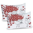 thumbnail image 1 of Ambesonne Valentine Pillow Sham 2 Pack, Lover Goats Hearts, 36"x20", Red White, 1 of 3