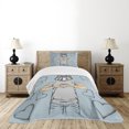 thumbnail image 1 of Ambesonne Valentine Quilted Bedspread Set 2 Pcs, Dog Hearts Romantic, Twin Size, Sand Brown Slate Blue, 1 of 6