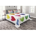 thumbnail image 1 of Ambesonne Valentine Quilted Bedspread Set 3 Pcs, Rainbow Colors Hearts, King Size, Multicolor, 1 of 3