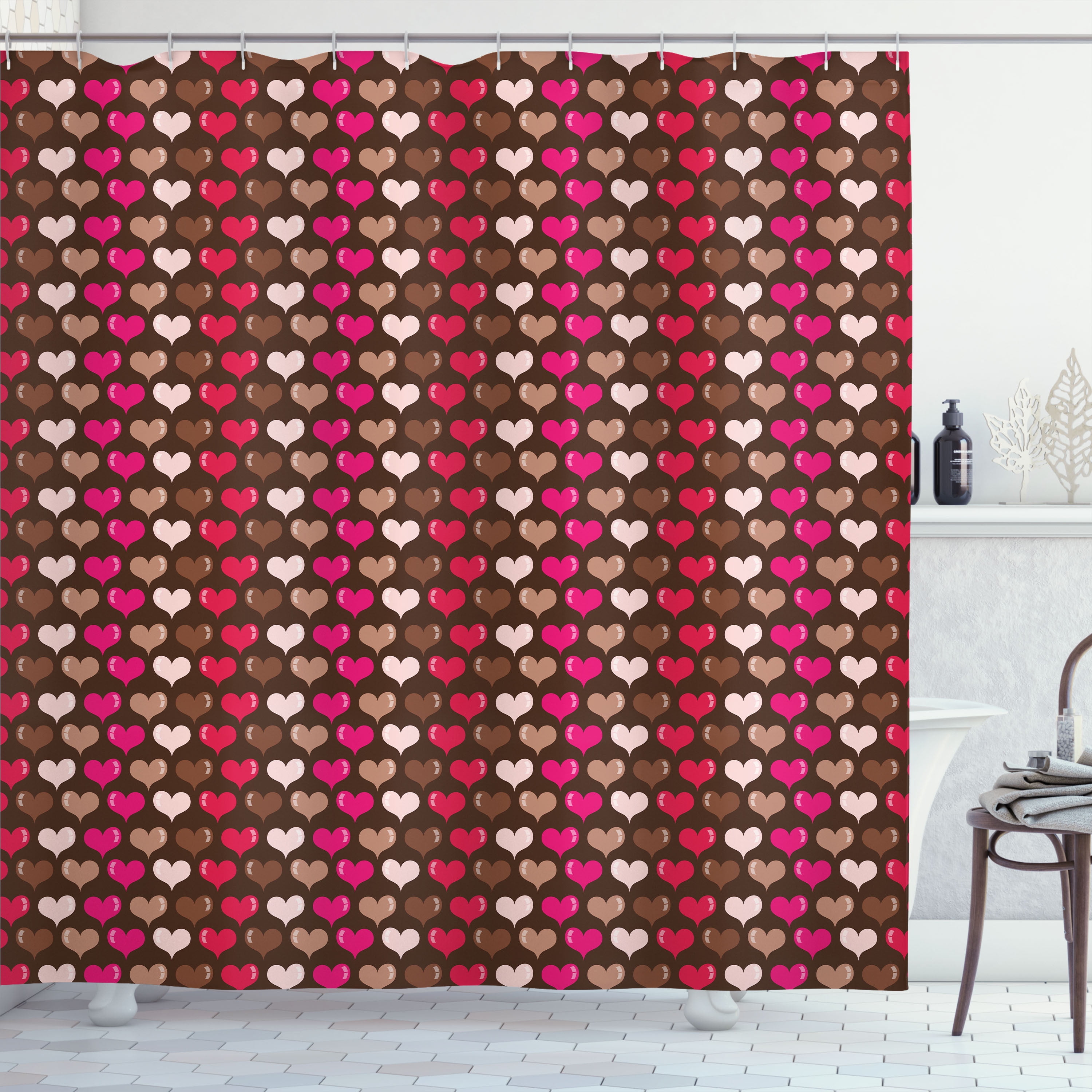 Ambesonne Valentine Shower Curtain Vibrant Heart Romance 69wx70l