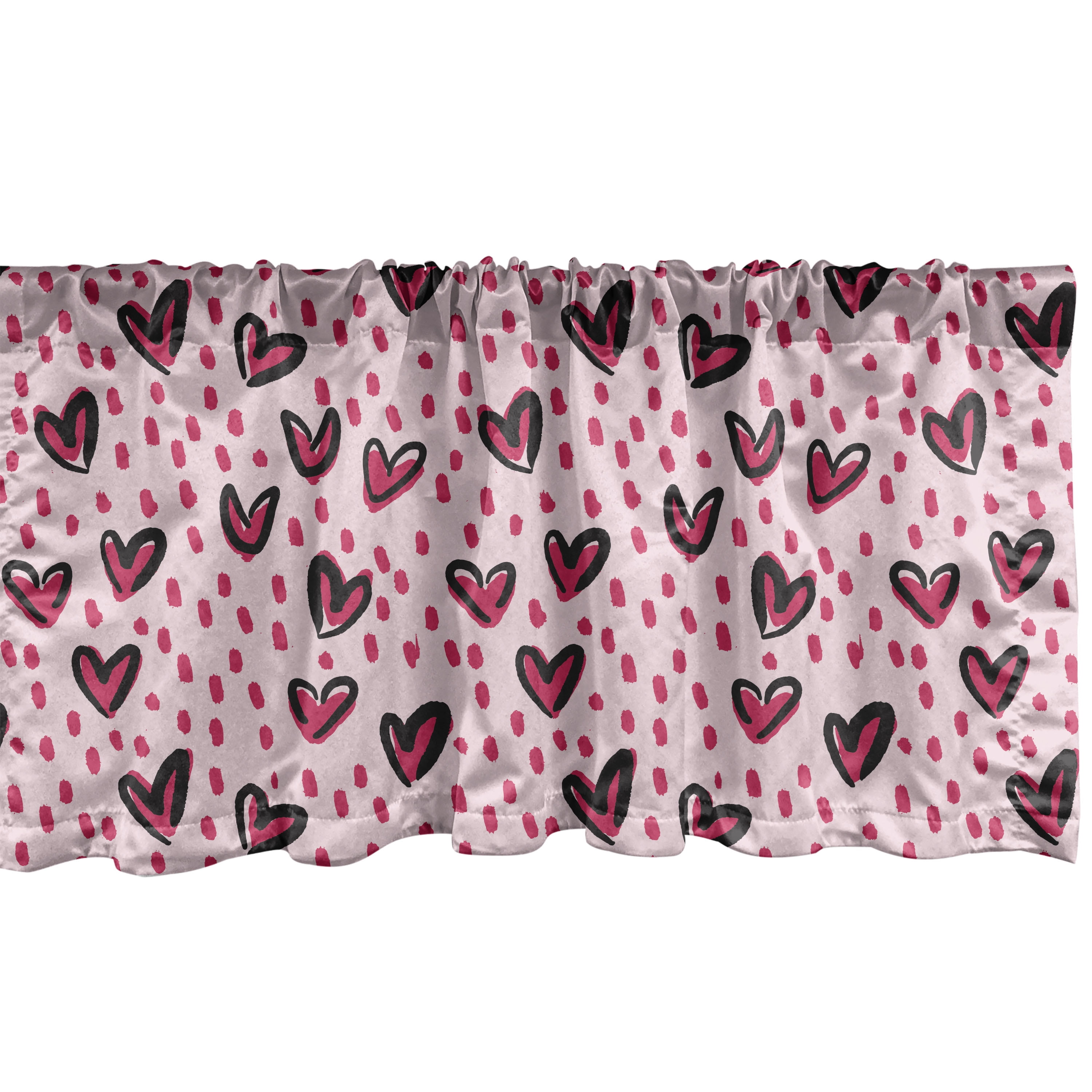 Vintage Hearts and Spots Dark Pink Charcoal Grey Valance Set