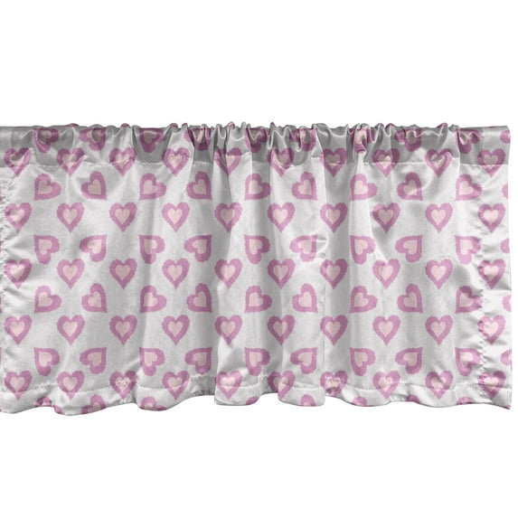 Ambesonne Valentine Window Valance, Love Inspired Hearts, 54" X 18", Lavender Purple