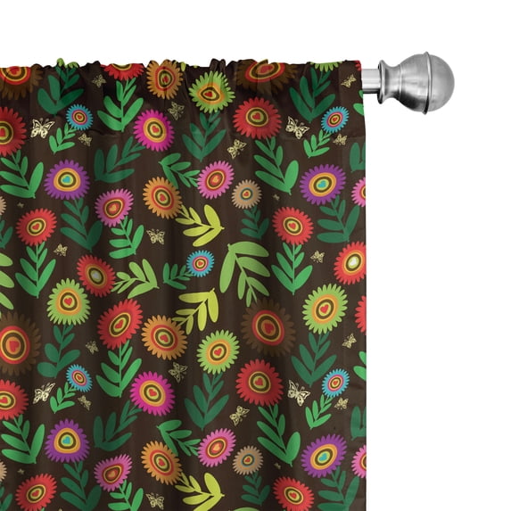 Ambesonne Valentine's Day Window Curtains, Hearts Butterfly, Each 28" W x 84" L, Dark Coral Lime Green