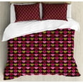 thumbnail image 1 of Ambesonne Valentine's Day Duvet Cover Sets, Dots and Hearts, 2-Queen, Ruby Pink, 1 of 7