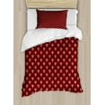 thumbnail image 1 of Ambesonne Valentine's Day Duvet Cover Sets, Hatched Hearts Love, 2-Twin, Burgundy Pale Pink, 1 of 4