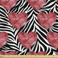 thumbnail image 1 of Ambesonne Valentine's Day Fabric by the Yard Upholstery, Heart Love Zebra, 3 Yards, Coral Charcoal Grey, 1 of 5