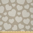 thumbnail image 1 of Ambesonne Valentine's Day Fabric by the Yard Microfiber, Striped Hearts Plot, 3 Yards, Dark Eggshell White and Grey, 1 of 1