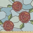 thumbnail image 1 of Ambesonne Valentine's Day Fabric by the Yard Upholstery, Stained Glass Rose, 5 Yards, Multicolor, 1 of 4