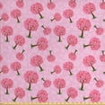 thumbnail image 1 of Ambesonne Valentine's Day Fabric by the Yard Upholstery, Trees with Hearts, 2 Yards, Pink and Pastel Pink, 1 of 4