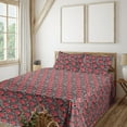 thumbnail image 1 of Ambesonne Valentine's Day Fitted & Flat Sheet with Shams 4 Pcs Set, Heart Love Zebra, Queen, Coral Charcoal Grey, 1 of 5