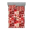 thumbnail image 1 of Ambesonne Valentine's Day Fitted Sheet & Pillow Sham Set, Valentine Hearts, Queen, Beige Coral Red, 1 of 2