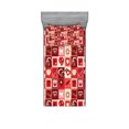 thumbnail image 1 of Ambesonne Valentine's Day Fitted Sheet & Pillow Sham Set, Valentine Hearts, Twinxl, Beige Coral Red, 1 of 2