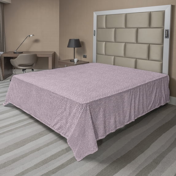 Ambesonne Valentine's Day Flat Sheet, Tiny Hearts Love, King Size, Grey Pink Rose