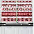 thumbnail image 1 of Ambesonne Valentine's Day Kitchen Curtains, Ukrainian Accents, 55"x45", White Black Red, 1 of 1