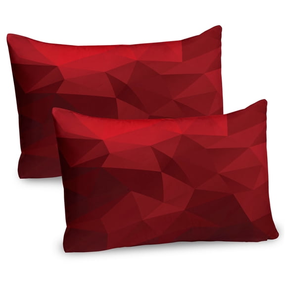 Ambesonne Valentine's Day Pillow Sham 2 Pack, Triangular Mosaic, 30"x20", Scarlet Ruby Red