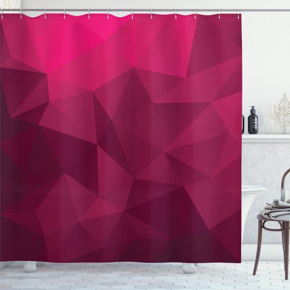 Ambesonne Valentine's Day Shower Curtain, Art Geometric Print, 69"Wx84"L, Magenta