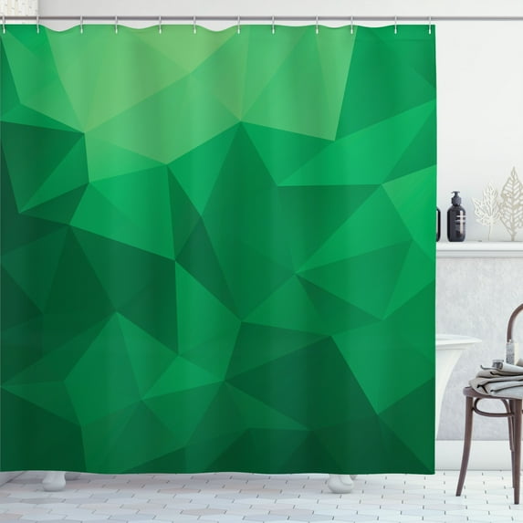 Ambesonne Valentine's Day Shower Curtain, Art Geometric Print, 69"Wx84"L, Shamrock Green