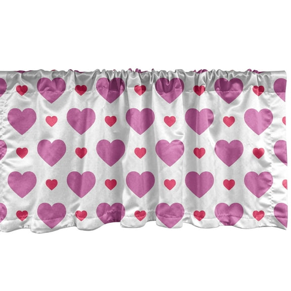 Ambesonne Valentine's Day Window Valance, Simplistic Hearts, 54" X 12", Fuchsia and Dark Pink