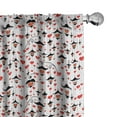 thumbnail image 1 of Ambesonne Valentines Curtains, Ornate Hearts, Pair of 28"x84", Orange Red Black, 1 of 5