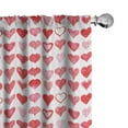 thumbnail image 1 of Ambesonne Valentines Day Window Curtains, Romantic Hearts, Each 28" W x 63" L, Vermilion Pink White, 1 of 3