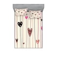 thumbnail image 1 of Ambesonne Valentines Day Fitted Sheet & Pillow Sham Set, Heart Love Theme, Full, Black Coral Pink, 1 of 2